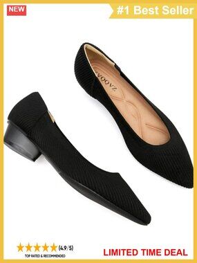 Knit Ballet Shoes Pointed Toe Low Heel Comfortable Block Pumps Dress Shoes